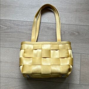 Yellow Harvey’s seatbelt Shoulder Bag